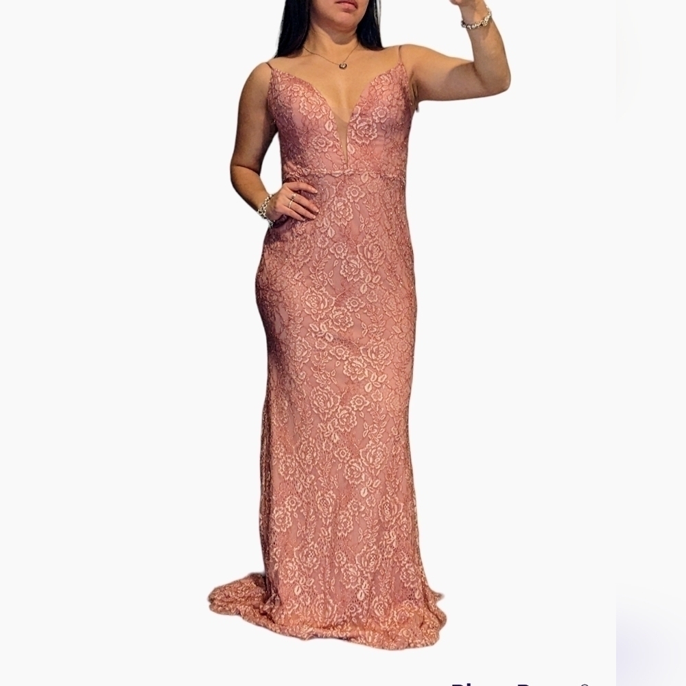 R2g by tarik ediz lace coral mermaid dress